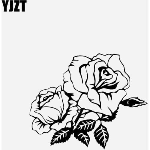 YJZT 17.3CM*14.1CM Originality Car Sticker Vinyl Decal Flower Design And Decoration Black/Silver C23-0460