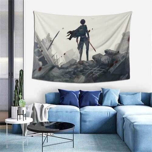 Backside Of Levi Home Tapestry Attack On Titan SnK Anime Background Hanging Covering Living Room Arts Decor Aesthetic Beach Mat