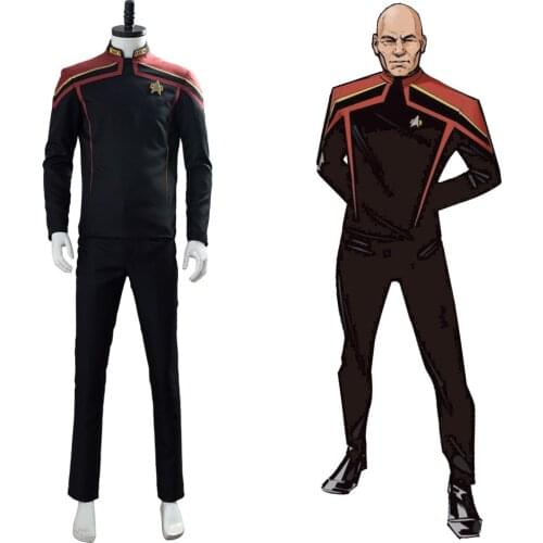 Star Cosplay Jean-Luc Picard Costume Uniform Coat Pants Full Set Outfit Halloween Costume