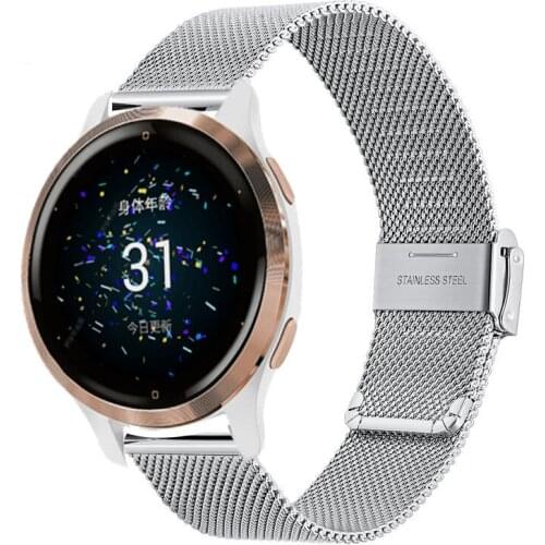 18/20/22mm Watchband For Garmin Vivoactive 3 4 4S/Forerunner 645 245m/Venu 2 2S SQ Strap 2PC Milanese Watchband Accessories