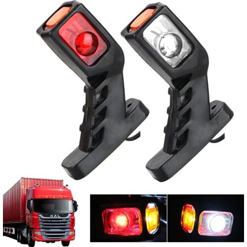 2Pcs/set Tail Light Assembly 12/24V LED Side Marker Light Indicator Lamp White Red Yellow For Trailer Truck Van Lorry Truck Lamp