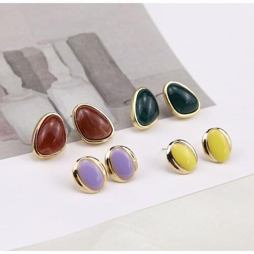 4pcs New Fashion Copper Plating Oil Drop Oval Back Hanging Stud Vintage Earrings For Women Accessories Diy Jewelry Findings