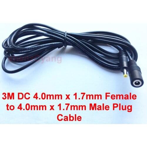 50pcs Power supply DC 4.0mm x 1.7mm Female to 4.0mm x 1.7mm Male Plug Cable adapter extension cord 3M 10FT Power extension cord
