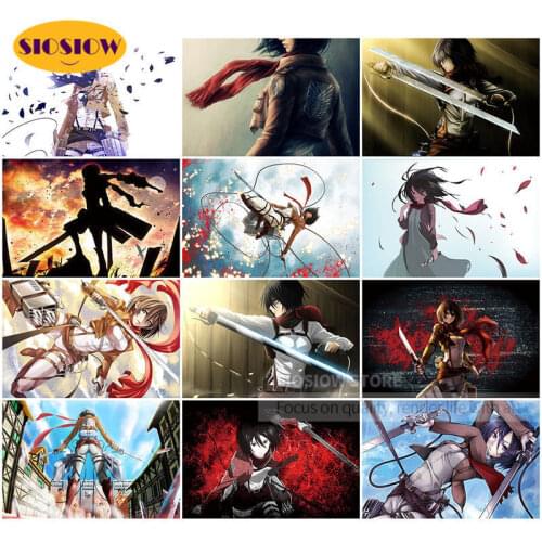 5D diy Diamond Embroidery Attack On Titan daimond Painting Mikasa Full Square Cross Stitch Picture Handmade Wall decoration home