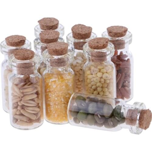9pc Mini Dried Food Glass Jar Groceries Foods for 1/12 Dolls House Kitchen Accessory Decoration