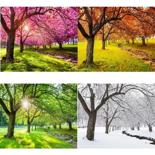 DIY 5D Diamond Painting Four Seasons Landscape Tree Cross Ctitch Full Square Round Drill Diamond Embroidery Painting Home Decor