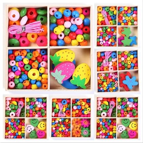 Diy children Wood Beads For Jewelry Making Diy accessories for Bracelets Colored Natural Wooden children Beads Kit