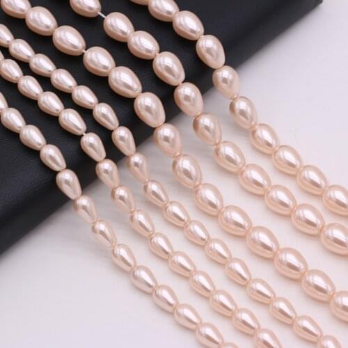 Natural shell bead fritillary water drop shape pink beaded loose spacer beads for jewelry making DIY necklace bracelet accessory