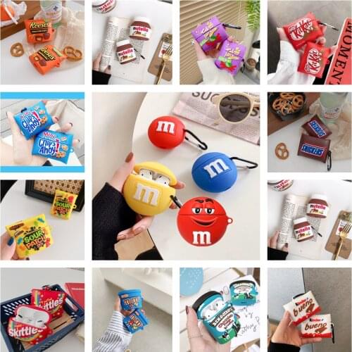 For AirPods 2 1 Case luxury Silicone Cute 3D Chocolate Beans M Earphone Case for Apple Air Pods PRO Cover Headphone Cover