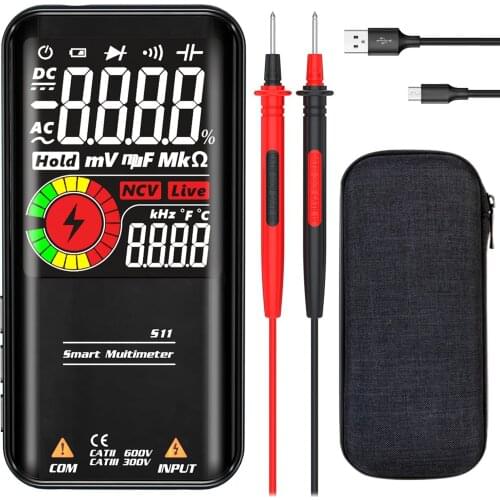 Digital Multimeter 3 Results Display 9999 Counts Auto Range Live Voltage Tester with Rechargeable Battery&Protective Case