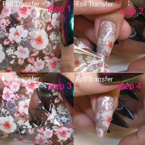 Flower Nail Art Holographic Foil Decoration Wrap Transfer 10 pcs (10 designs) Nail Art Foils Transfer Holographic Foil sticker