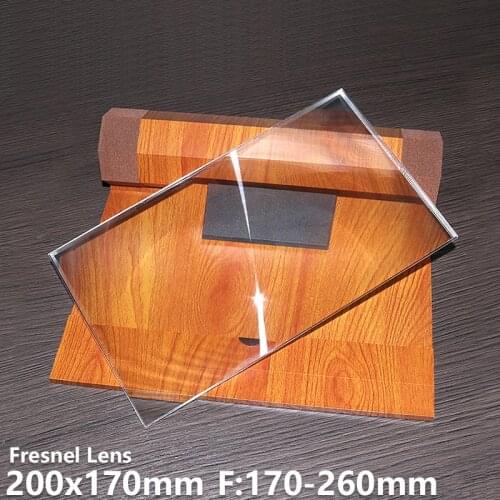Fresnel len 200x170mm F170mm 10.3" 2 focal lengths spotlight amplify DIY projector Solar energy Field fires high definition