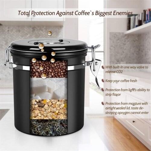 Stainless Steel Sealed Tank Storage Box Moisture-proof Coffee Bean Milk Powder Jar Tea Pot Kitchen Grains Storage Tank