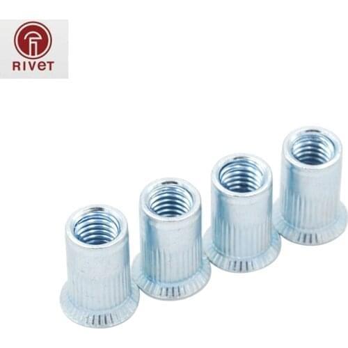 100 PCS M3/M4/M5/M6 Carbon Steel pleated body Open End countersunk head cylinder Rivet Nuts Insert Reveting Rivet Nut Multi Size