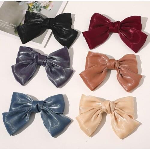 Imixlot 1PC Fashion Big Bow Hairpin Metal Barrette Clip Women Girls Hairgrip Korean Glazed Gauze Bowknot Hair Clip Accessories
