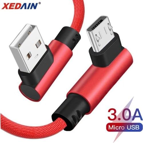 Micro Cable USB Fast Charging Wire Nylon Weave 90 Degree Data Cables With For Huawei P30 Xiaomi 9 10 Redmi Samsung Oppo