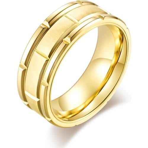 Stainless Steel Gold Minimalism Men Women Finger Ring Jewelry Gift For Him Size 8-13