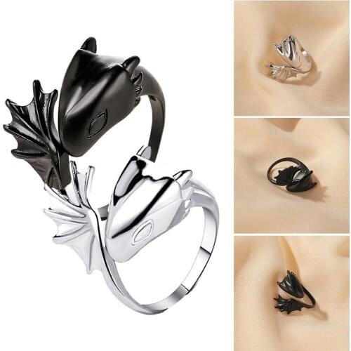 Angel Devil Ring Gothic Pterosaur Open Ring Couple Couple Ring Dark Trend Jewelry Accessories