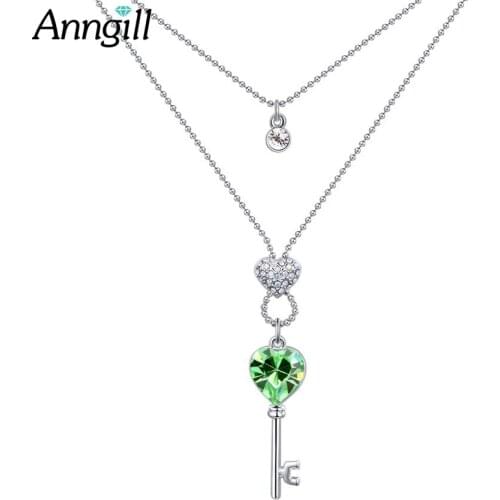 ANNGILL Statement Heart Crystal From Swarovski Choker Necklace Fashion Multi Layer Pendant Necklace For Women Fashion Jewelry