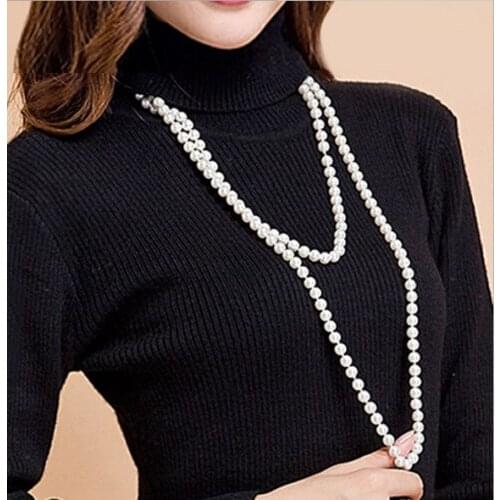 Beautiful NEW Natural 8-9mm south seas white pearl necklace 45'' silver clasp