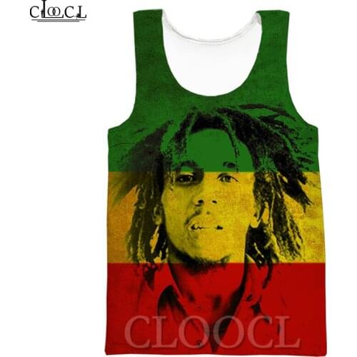 CLOOCL Singer Bob Marley Tank Tops 3D Print Summer Tanktops Hip Hop Streetwear Vest Sleeveless Men Women Fitness Clothing
