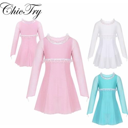 Cute Girls Ballet Leotard Children Ballet Tutu Dress Figure Skating Stage Lyrical Dance Costumes for Ballet Class Performance