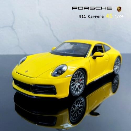 Welly 1:24 Porsche 911 Carrera 4s Sports Yellow alloy Car Model Diecasts Toy Vehicles Collect gifts type transport toy