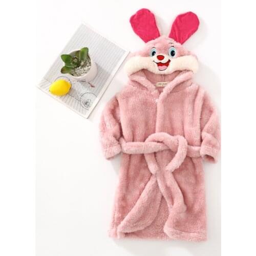 Cartoon Childrens Robe Flannel Baby Bathrobe Long Sleeve Hooded Kids Bath Robe Lovely Child Boy Girls Robes Pajamas for girls