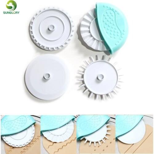 4PCS Fondant Embosser Roller Set Fondant Strip Ribbon Cutter Sugarcraft Plastic Cake Rolling Pin Baking Cake Decorating Tools