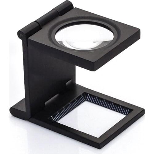 Table Magnifier 10X Magnifying Glass Cloth Textile Fabrics Inspection Folding Scale Magnifier With 2 LED Jewelry Loupe