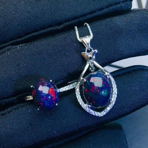 New Arrival Natural Real Opal jewelry set Natural Real Opal 925 sterling silver 1pc pendant,1pc ring