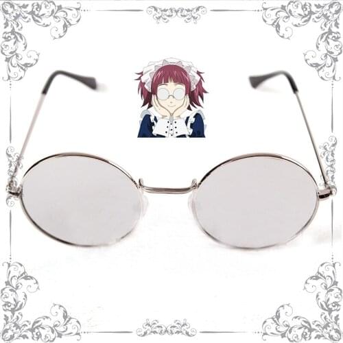 Black Butler Mey-Rin Cosplay Glasses Fashion Round Glasses Vintage Classic Metal Flat Mirror Optical Spectacles Frame