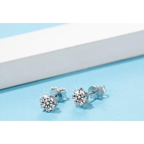 Classic Female Jewelry Sets Moissanite 925 Sterling Silver Snowflake Necklace Earrings Ring For Women Girl Fashion Party Набор