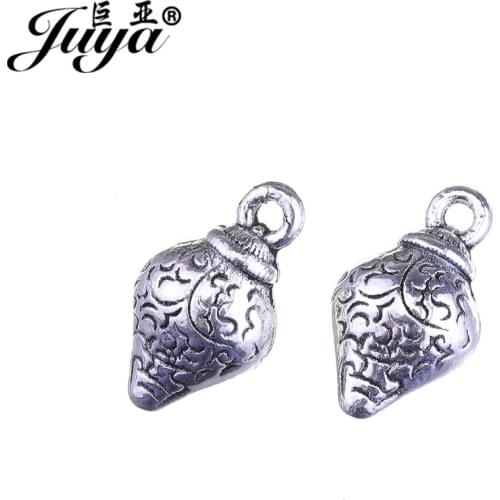JUYA Alloy Charms for Earrings Making Findings 15x8mm 15pcs High Quality Carved Jewelry Crafts Ancient Pendants AO0608