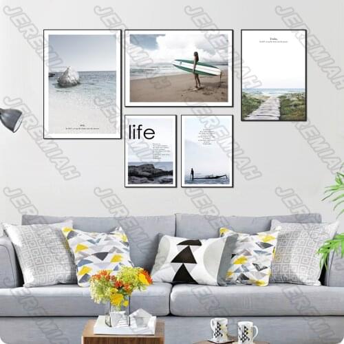 Rock Boat Road Wave People Poster Nordic Style Wall Art Canvas Modern Living Room Decoration