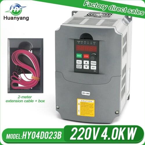 HUANYANG VFD Drive 4.0KW 220V spindle inverter frequency converter & parts (extension cable + box) factory direct sales