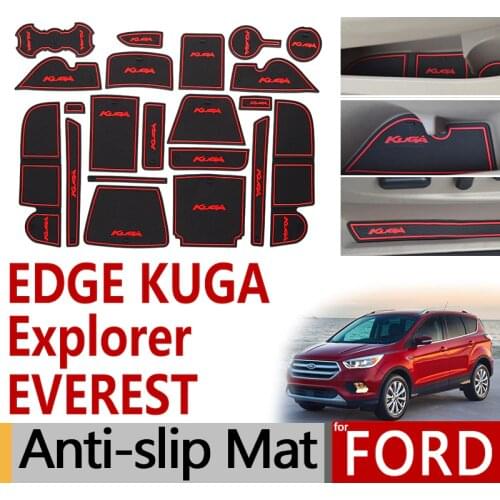 Anti-Slip Rubber Gate Slot Cup Mat for Ford KUGA Escape EDGE Explorer Everest 2011 2012 2013 2014 2015 2016 2017 2018Accessories