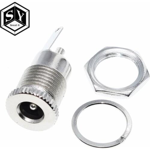 DC099 5.5 mm x 2.1mm DC Power Jack Socket Female Panel Mount Connector Metal DC-099 Open Hole 11MM 5.5*2.1 5.5*2.5