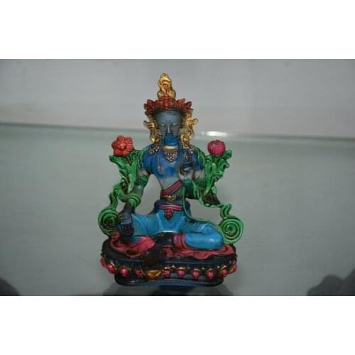 Rare Old Qing Dynasty crystal pastels carving-- Blue Tara Buddha Statue,#02, best collection adornment, free shipping
