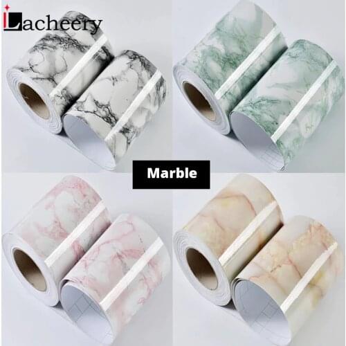 Living Room Decor Baseboard PVC Self Adhesive Windowsill Film Waterproof Renovation Stickers Marble Waist Line Wallpaper Borders