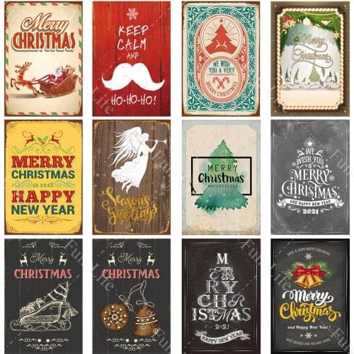 Merry Christmas Vintage Metal Signs Poster New Year Retro Tin Sign Plate Plaque Cafe Bar Pub Home Decor Christmas Gift 30x20cm