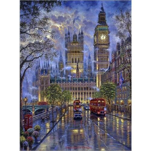 Counted Cross Stitch Kits Needlework - Crafts 14 ct Aida DMC Color DIY Arts Handmade Home Decor - London with Big Ben