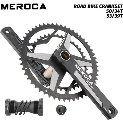 MEROCA Road Bike Crankset 170mm 50/34T 53/39T Chainring Road Bicycle Crankset 10/11 Speed Integrated Crank Suit Racing Bike Part