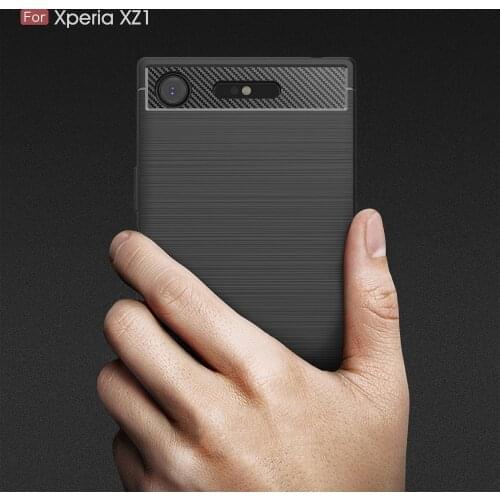 For Sony Xperia XZ1 Case Silicon For Sony XZ1 Compact XZ Case Cover TPU Fundas Soft Carbon Fiber Brushe Coque Etui Capa Aksesuar