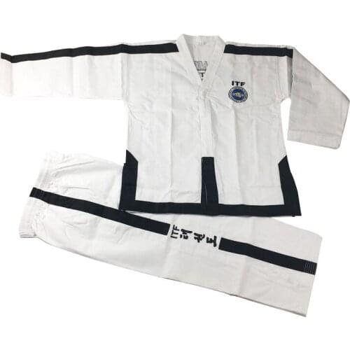 SINOBUDO Taekwondo White Embroidery Standard ITF Uniform For Instructor Uniforms Men Taekwondo Uniforms Suit 강사 유니폼