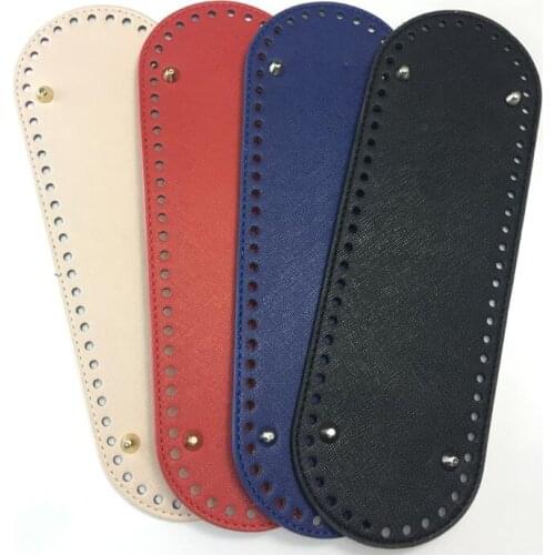 Bag Bottom Oval Leather Bottoms with Holes Bag Accessories DIY Part PU Glossy for Handbag Crossbody Messenger Bag 11.81x3.94inch