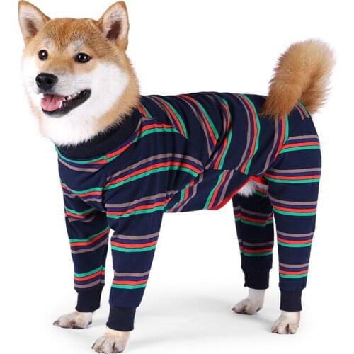 Thin Stretchy Overalls for Big Dogs Cotton Clothes Protect Belly Pajamas for Large Dogs in Winter Autumn Pet Jumpsuit