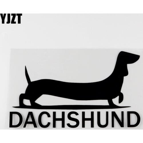 YJZT 17.5CMX10.1CM Funny Animal Dachshund Dog Vinyl Car Sticker Decal Black/Silver 8C-0158