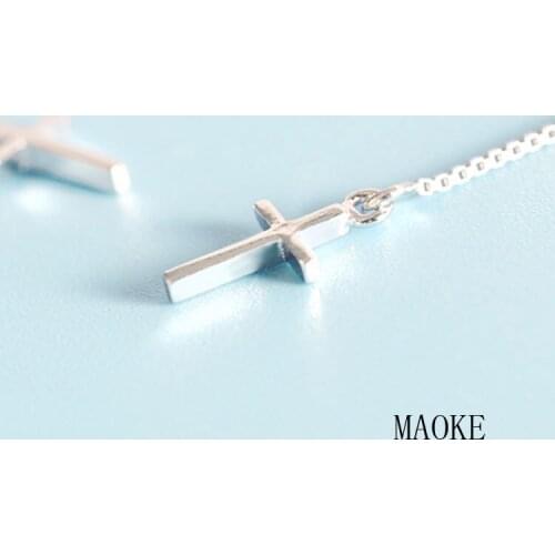 Promotions S925 Sterling SV Cross Ear Gloss Retro Punk Sweet Small Fresh Earrings Fashion Jewelry for Womens Fashion Gifts