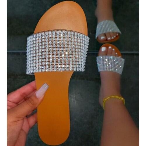 Spring/summer new 2020women metal beaded flat non-slip fashion all-match casual beach sandals outdoor slippers home durable ms